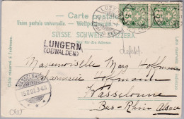 Heimat OW LUNGERN Bahnwagenvermerk 1901-07-14 Luzern Auf AK Mit Lungernsee - Chemins De Fer