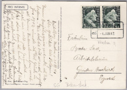 Heimat SG MUOLEN 1942-01-01 Bahnstation Stempel Auf AK Pro Infirmis - Chemins De Fer