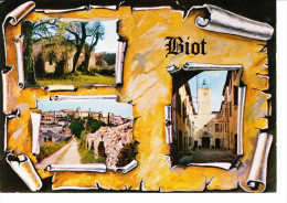 BIOT (06-Alpes Maritimes), La Chapelle, Vue Générale, Place De L´église, Le Beffroi, Parchemin, Ed.Combier - Biot