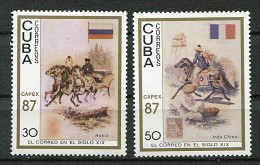 (cl 21 - P26) Cuba ** N° 2783/2784 (ref. Michel Au Dos) - "Capex 87" Transport Du Courrier Au 19e Siècle - - Unused Stamps