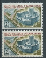 [02] Variété : N° 1402 Maison De La Radio Gris Verdâtre Clair Au Lieu D'ardoise + Normal  ** - Unused Stamps