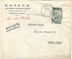 AIR FRANCE Lettre Ordinaire Par Avion Maroc France  De FEADALA 31/07/45 - 1927-1959 Briefe & Dokumente