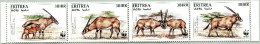 N° Michel 87 à 90 (N° Yvert 282 à 285) - Bloc Timbres De L´Erythrée (WWF) (MNH) (1996)  - WWF Beisa Oryx (JS) - Eritrea