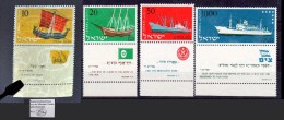 ISRAEL 1958, Mi.160-163 ** MNH, Mit Full Tab, RAR: Abart  Wasserzeichen 5 (50 EUR), Handelsmarine, Schiffe, S. Scan - Ongebruikt (met Tabs)