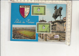 PO9581C# TORINO - STADIO COMUNALE - SCUDETTO TORO - ANNULLO INCONTRO CALCIO ITALIA-INGHILTERRA 1973 - UEFA  No VG - Stades & Structures Sportives