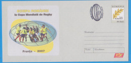 World Championship Rugby, France,cancellation FDC ROMANIA  Postal Stationery 2007 - Rugby