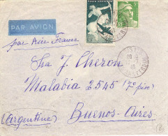 AIR FRANCE  1 Lettre DC4 Ligne PARIS-Amerique Du Sud 2° Voyage Aller Identifiée F-BBDG CDB LANATA 13/07/46 - 1927-1959 Cartas & Documentos