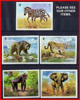 UMM AL QIWAIN (ARABIA/UAE) 1971 WILD ANIMALS Imperf  MNH ELEPHANT TIGER ZEBRA - Gorilla's