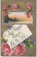 Falls City Nebraska, Greetings From Glitter Message, C1900s Vintage Postcard - Other & Unclassified