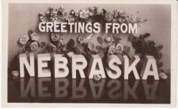 Greetings From Nebraska Large Letter, Flowers, C1910s Vintage Real Photo Postcard - Altri & Non Classificati