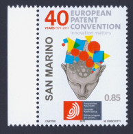 2013 SAN MARINO "40° ANNIVERSARIO FIRMA CONVENZIONE CONCESSIONE BREVETTI EUROPEI (CBE)" SINGOLO MNH* - Nuevos