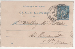 Carte - Lettre  Cachet Bourmont Haute Marne  27/7/1900 - Kartenbriefe