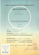 Diplom  "Ballongruppe Aero Club Der Schweiz, Sektion Zürich"           1955 - Aviazione
