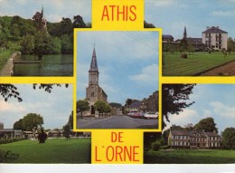 Athis De L'Orne.. Belle Multi-vues.. Le Temple.. Eglise.. Place St-Vigor.. Le Château Du Rocher D'Epinouze.. Voitures - Athis De L'Orne