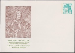 Berlin 1980. Privatganzsache, Entier Postal Timbré Sur Commande. Michiel De Ruiter, Amiral. Homme En Cuirasse, épée - Militaria