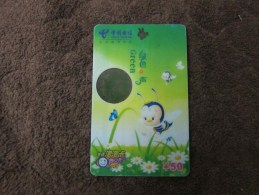 China  Prepaid Phonecard,Bee,butterfly,a Part Transparent,used - Chine