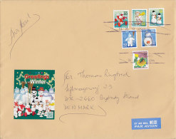 Japan By Airmail Par Avion Label GRETINGS WINTER Line Cancel NAGAO 2013 Cover Brief Snowmen Stamps - Luchtpost