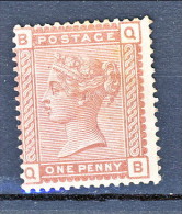 UK 1880-81 Victoria - N. 68 - 1 Penny Bruno Rosso BQ - Senza Gomma (MNG) - Nuevos