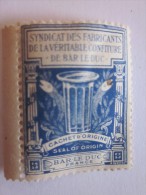 Vignette Timbre Syndicat Des Fabricants De La Véritable Confiture De Bar-le-Duc"cachet D´origine"érinnophilie Neuf ** - Vignettes Militaires