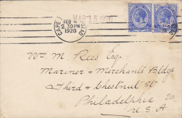 South Africa VAN DER BYL & Co., CAPE TOWN 1920 Cover Brief PHILADELPHIA United States (2 Scans) - Lettres & Documents
