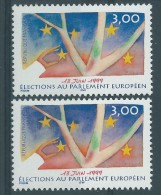 [02] Variété : N° 3237 élection Au Parlement Européen Fond Rose Au Lieu De Jaune + Normal  ** - Unused Stamps