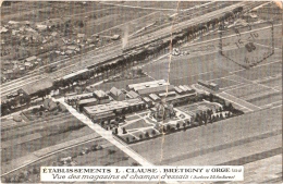 CPA 91 (Essonne) Brétigny-sur-Orge - Etablissements L. Clause ; Vue Des Magasins Et Champs D'essais, Train De Marchandis - Bretigny Sur Orge