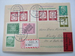 1964, 10 Pfg.  Ulbricht  ,  Antwortkarte Aus Kiel  Nach Niesky - Postkarten - Gebraucht