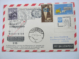 1958, Ballonpostkarte  Österreich  , Zulieferung Aus  Tel Aviv - Briefe U. Dokumente