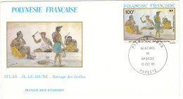 Polinesia Francese - French Polynesia - 1982 - ATLAS JL. LE JEUNE, Battage Des étoffes - Peintures - FDC - FDC