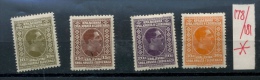 1926  Yvert 178/181 *    Cote 116 Euros   Très Légère Charnière   Very Light Hinge - Neufs