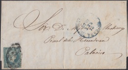 1855-H-34 CUBA ESPAÑA SPAIN. ANTILLAS. ISABEL II. 1855. Ant. Ed.1. ½ Rs VERDE AZUL. BAEZA HABANA AZUL. STAMPLESS. - Prefilatelia