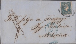 1857-H-135 CUBA ESPAÑA SPAIN. ANTILLAS. ISABEL II. 1857. Ant. Ed.7. ½ Rs. CARTA PRIVADA AL INGENIO LA GABRIELA. A - Préphilatélie