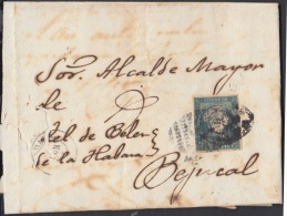 1857-H-140 CUBA ESPAÑA SPAIN. ANTILLAS. ISABEL II. 1857. Ant. Ed.7. ½ Rs. MARCA PARRILLA DE GUIONES. - Voorfilatelie