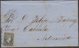 1857-H-142 CUBA ESPAÑA SPAIN. ANTILLAS. ISABEL II. 1857. Ant. Ed.7. ½ Rs. 1860. PARRILLA DE 7 LINEAS. INGENIO GAB - Prefilatelia