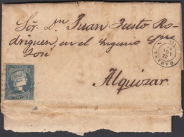 1857-H-143 CUBA ESPAÑA SPAIN. ANTILLAS. ISABEL II. 1857. Ant. Ed.7. ½ Rs. PARRILLA DE 7 LINEAS. INGENIO SAN JOSE. - Prephilately