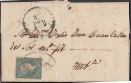 1857-H-144 CUBA ESPAÑA SPAIN. ANTILLAS. ISABEL II. 1857. Ant. Ed.7. ½ Rs. “CORRFOS”. BAEZA HABANA. - Prephilately