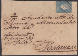 1857-H-156 CUBA ESPAÑA SPAIN. ANTILLAS. ISABEL II. 1857. Ant. Ed.7. ½ Rs. MARCA PARRILLA DE 7 LINEAS EN NEGRO. - Prephilately