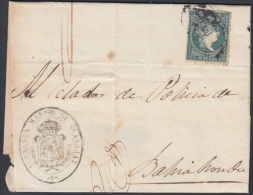 1857-H-157 CUBA ESPAÑA SPAIN. ANTILLAS. ISABEL II. 1856. Ant. Ed.4. ½ Rs VERDE AZUL. FILIGRANA LINEAS CRUZADAS. I - Prefilatelia