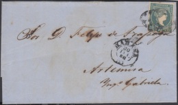 1857-H-161 CUBA ESPAÑA SPAIN. ANTILLAS. ISABEL II. 1857. Ant. Ed.7. ½ Rs. 1858. INGENIO GABRIELA. MARCA HABANA (1 - Voorfilatelie