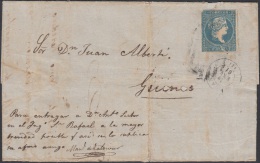 1857-H-168 CUBA ESPAÑA SPAIN. ANTILLAS. ISABEL II. 1857. Ant. Ed.7. ½ Rs. . FALSO POSTAL. POSTAL FORGERY. 1861. I - Voorfilatelie