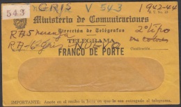 TELEG-4 CUBA. TELEGRAFO DE ESTADO. TELEGRAPH. SOBRE DE TELEGRAMA. TELEGRAM. CIRCA 1950. TIPO IV. - Télégraphes