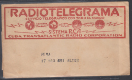 TELEG-30 CUBA TRANSATLANTIC RADIO Co. RADIOTELEGRAMA. TELEGRAPH. TELEGRAM. 1947. CON CONTENIDO. TIPO XXI. - Telegraafzegels