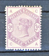 LUX - UK 1883 Victoria N. 80 - 3 Penny Violetto Lettere AC (MLH), Freschissimo - Nuovi