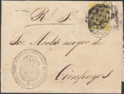 1858-H-78 CUBA ESPAÑA SPAIN. ANTILLAS. ISABEL II. 1858. Ed.6. ½ Oz. CARTA CORREO OFICIAL. MARCA FECHADOR HABANA. - Prephilately