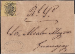 1858-H-82 CUBA ESPAÑA SPAIN. ANTILLAS. ISABEL II. 1858. Ed.6. ½ Oz. CARTA CORREO OFICIAL. MARCA FECHADOR BAHIA HO - Voorfilatelie