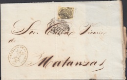 1858-H-83 CUBA ESPAÑA SPAIN. ANTILLAS. ISABEL II. 1858. Ed.6. ½ Oz. CARTA CORREO OFICIAL. OBISPADO DE LA HABANA. - Préphilatélie