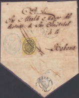 1858-H-84 CUBA ESPAÑA SPAIN. ANTILLAS. ISABEL II. 1858. Ed.6. ½ Oz. CARTA CORREO OFICIAL. MARCA BAEZA BAHIA HONDA - Préphilatélie