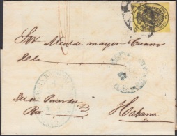 1858-H-89 CUBA ESPAÑA SPAIN. ANTILLAS. ISABEL II. 1858. Ed.6. ½ Oz. 27 FEB 1858. PRIMEROS MESES DE USO. CORREO OF - Voorfilatelie