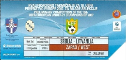Sport Match Ticket UL000253 - Football: Serbia Vs Lithuania, European U21 Championship UEFA Qualifications 2006-09-06 - Tickets D'entrée