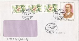 FM10785- FLOWERS, PANTELIMON HALIPPA, STAMPS ON COVER, 1999, ROMANIA - Lettres & Documents